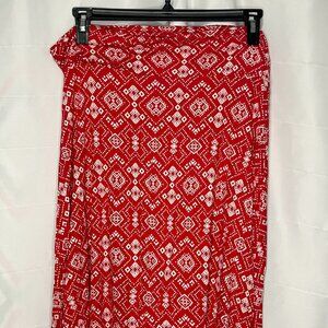 LuLaRoe Red White Maxi Skirt Jersey Stretch Handkerchief Hem Size 3XL